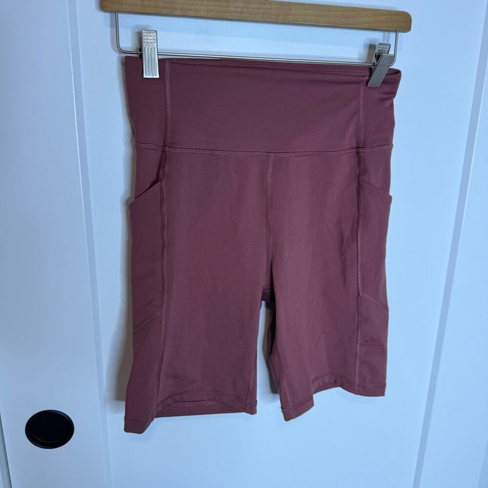 Figs Blush Pink Biker Shorts High Rise Side Pockets Size Small